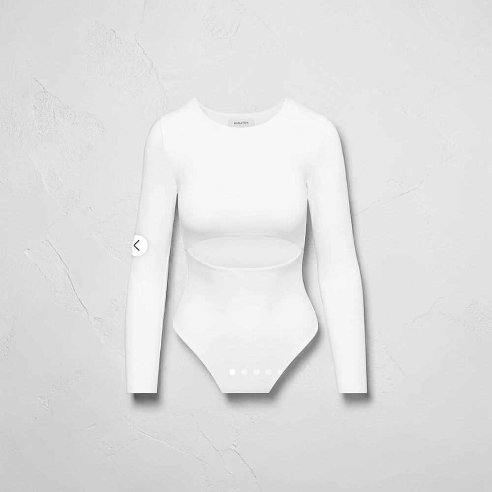 Babaton Segovia Cutout Bodysuit White Long Sleeve Aritzia Size S NWT